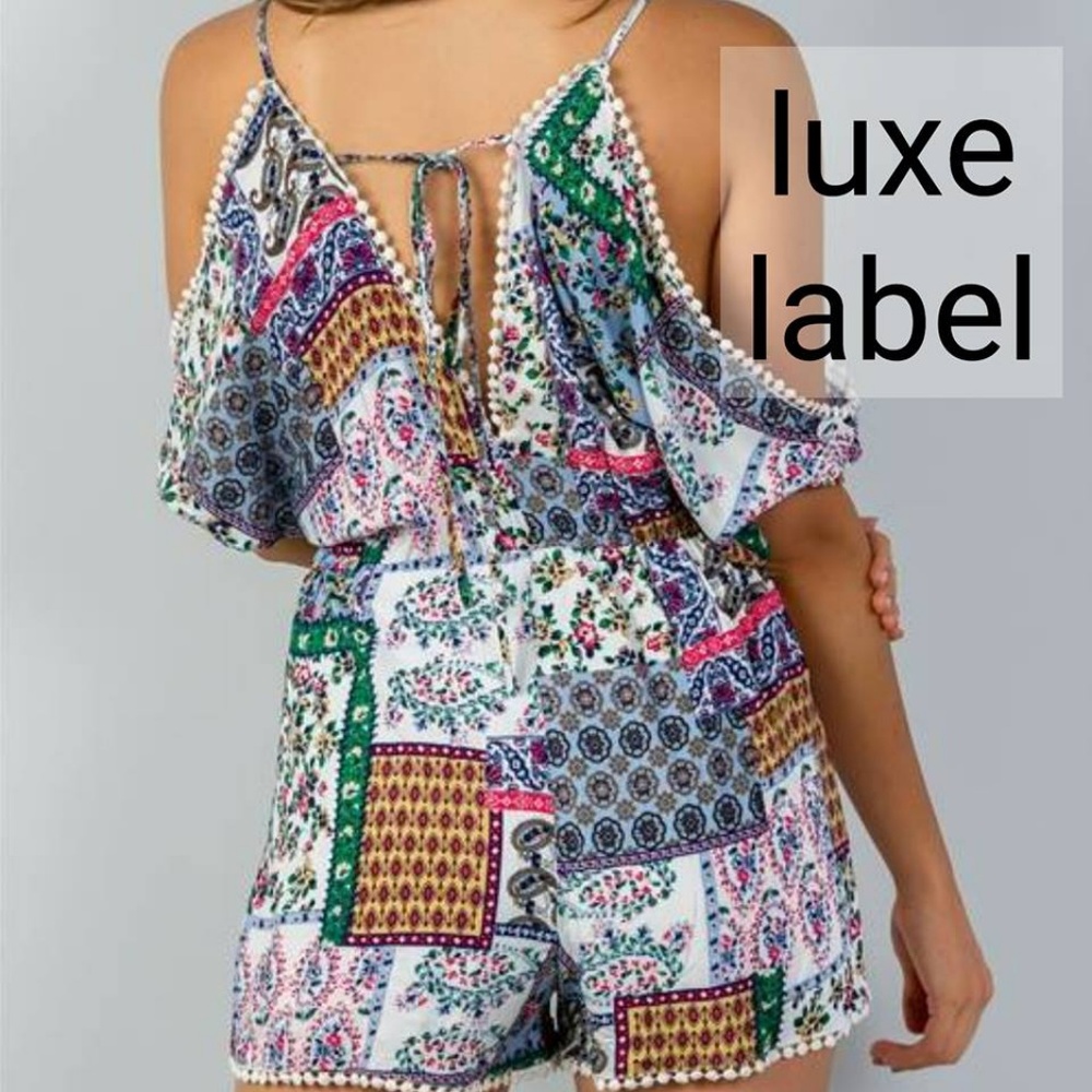 MIXED PRINT POM POM ROMPER - white - Picture 6 of 8